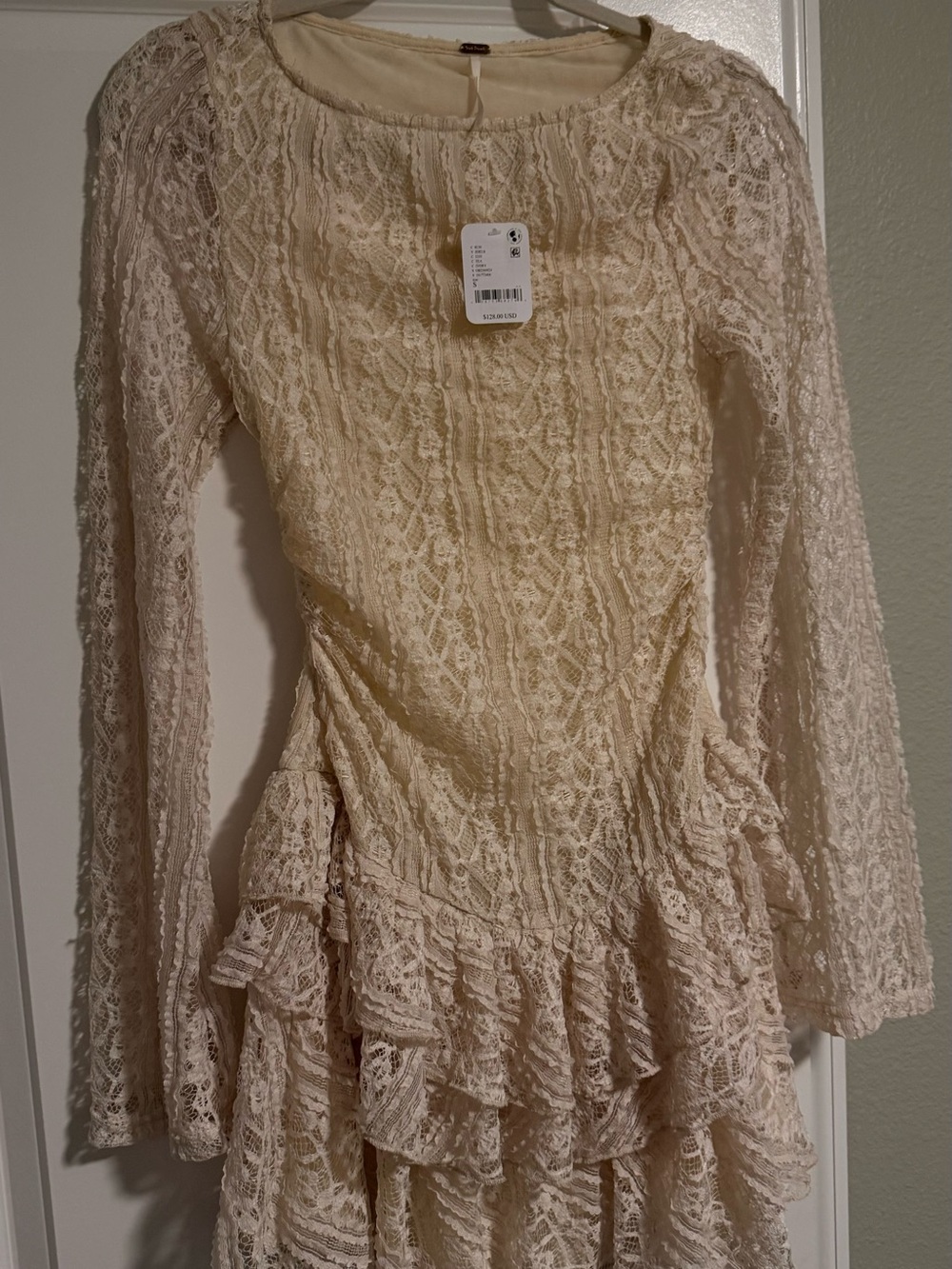 Free People Tabby Lace Mini Dress in Tea